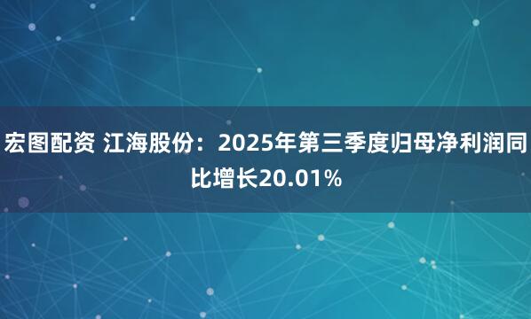 宏图配资 江海股份：2025年第三季度归母净利润同比增长20.01%
