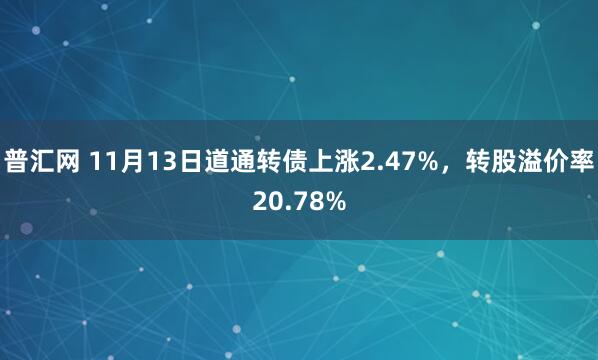 普汇网 11月13日道通转债上涨2.47%，转股溢价率20.78%
